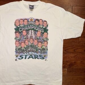 Vintage 1999 Dallas Stars Caricature Stanley Cup Champions Hockey T Shirt XL